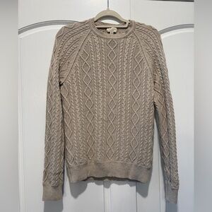 Club Monaco Taupe Cable Knit Crewneck Sweater